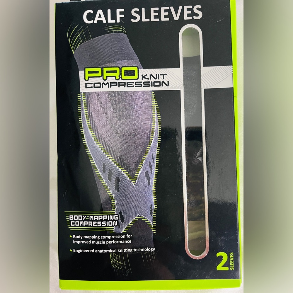 Two Calf Compression Sleeves, Sz Sm Thermal Compression & Kinetic Panels-black